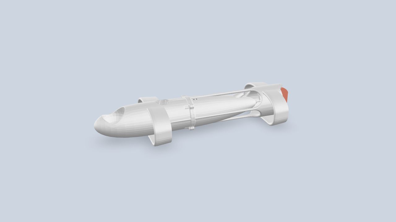 CAD rendering of the autonomous underwater vehicle